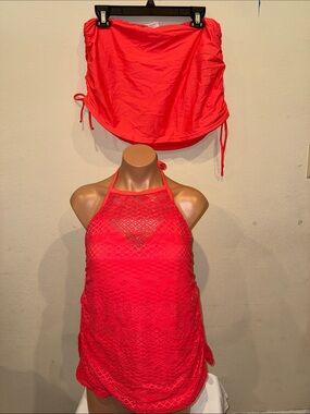 NWT island escape high neck Tankini set skirt plus size 18W underwire